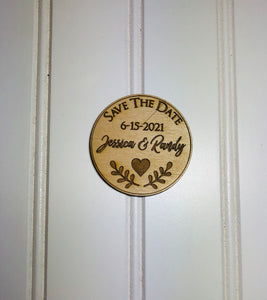 Save the Date wooden wedding magnets