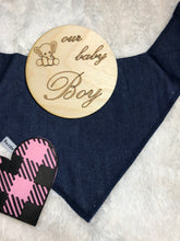 Load image into Gallery viewer, OUR BABY BOY or OUR BABY GIRL announcement circle with embellishments
