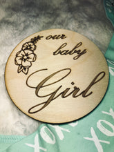 Load image into Gallery viewer, OUR BABY BOY or OUR BABY GIRL announcement circle with embellishments
