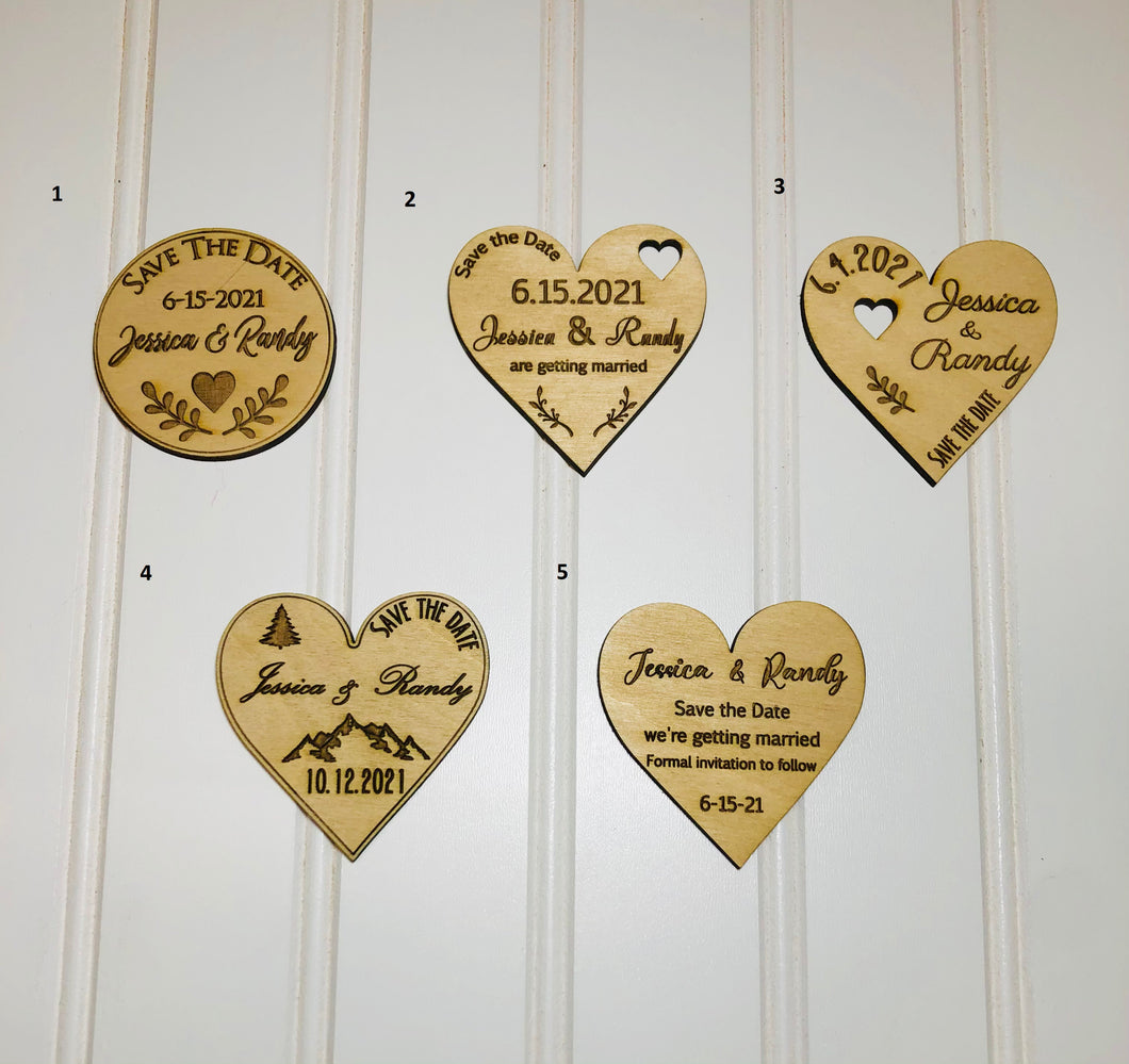 Save the Date wooden wedding magnets