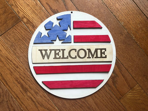 DIY Patriotic Welcome sign/Door Hanger